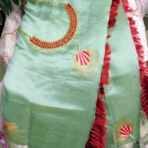 patel green organza saree