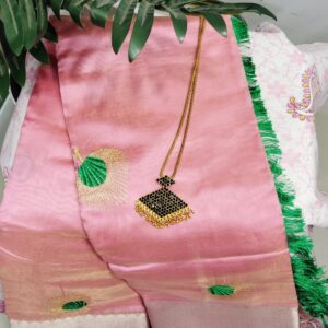 pink organza saree