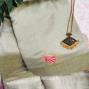 silver organza saree