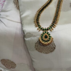 Cream Green Silk Saree