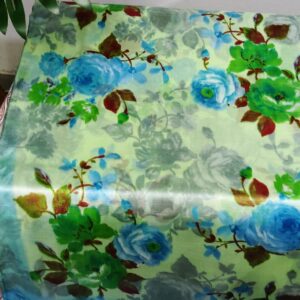 Green Blue Floral Printed Saree