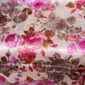 Pink Brown Floral Printed Saree