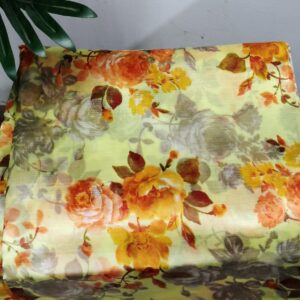 Yellow Orange Floral Printed Saree