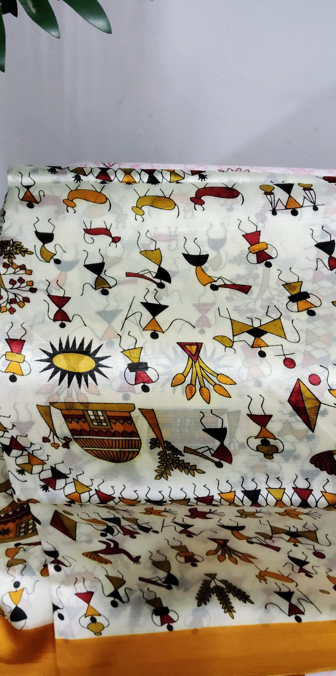 White Warli Art Printed Soft Saree