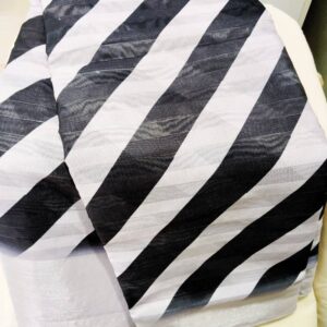 Black and White Striped Organza Saree