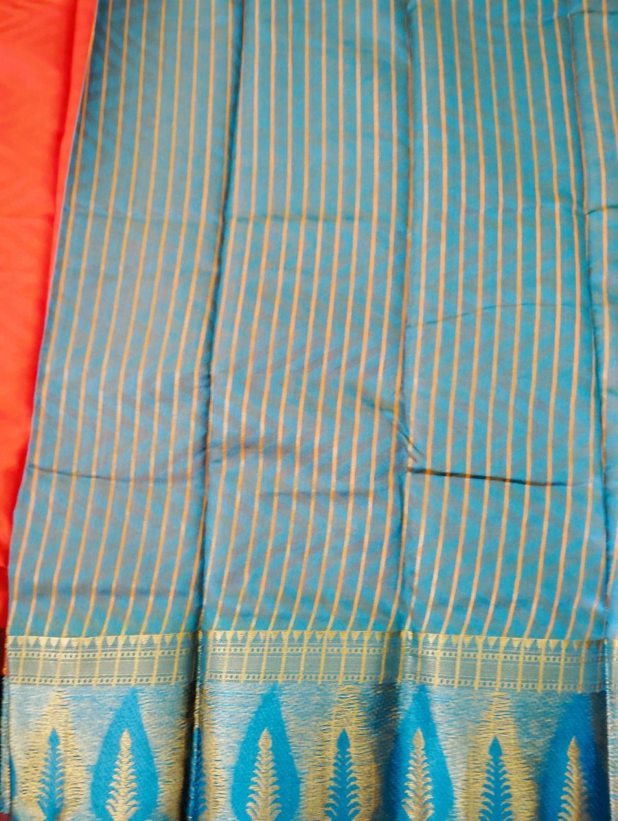 Burnt Orange Cotton Silk Saree