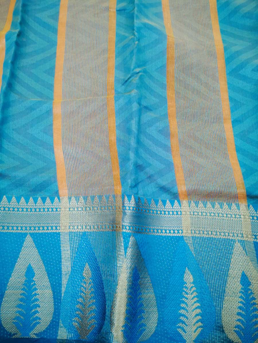 Burnt Orange Cotton Silk Saree