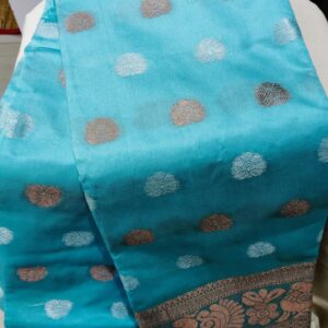 aqua blue (peach blue) cotton silk saree
