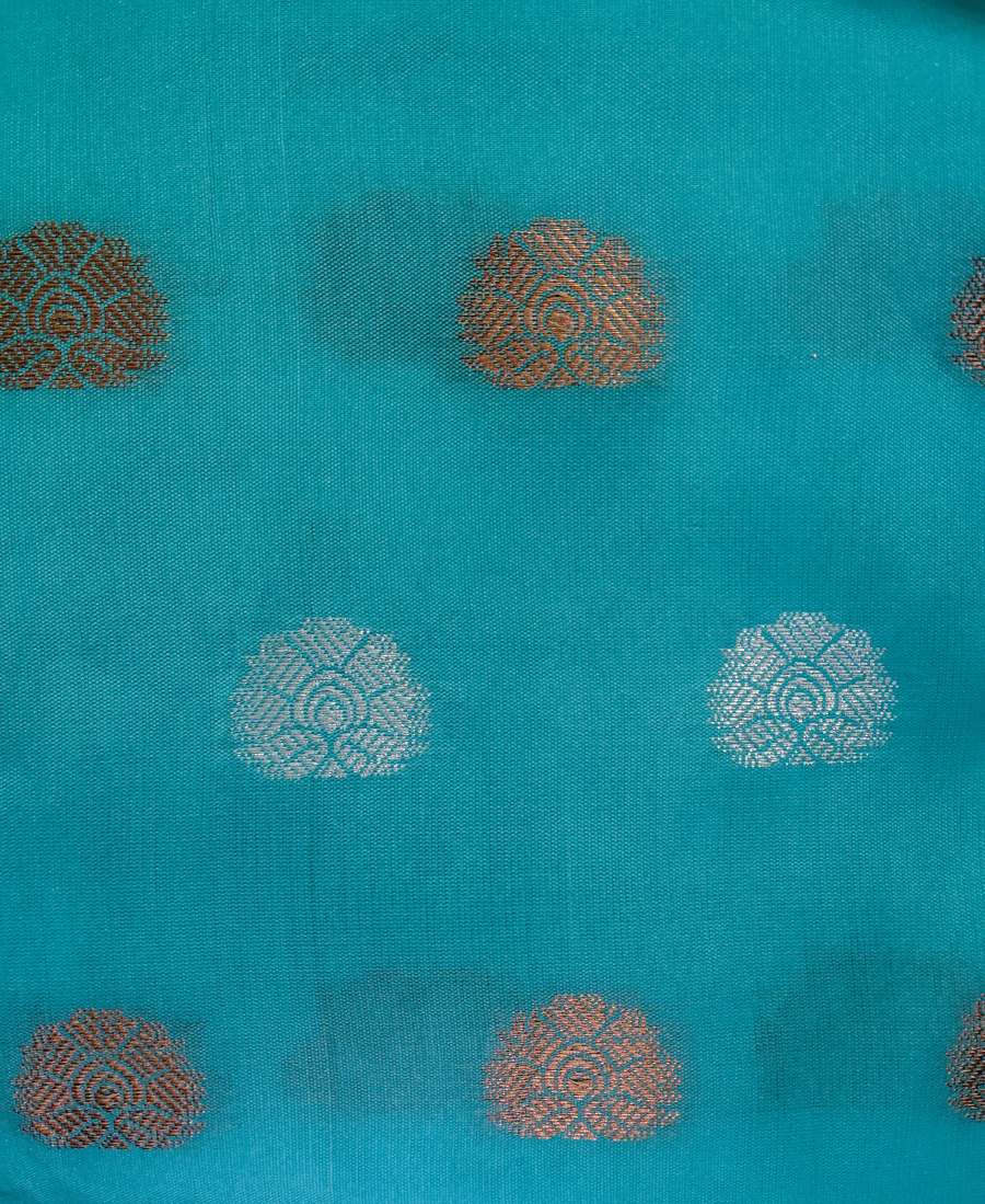 aqua blue (peach blue) cotton silk saree
