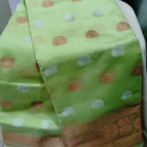 Parrot Green (Peach Green) Cotton Silk Saree