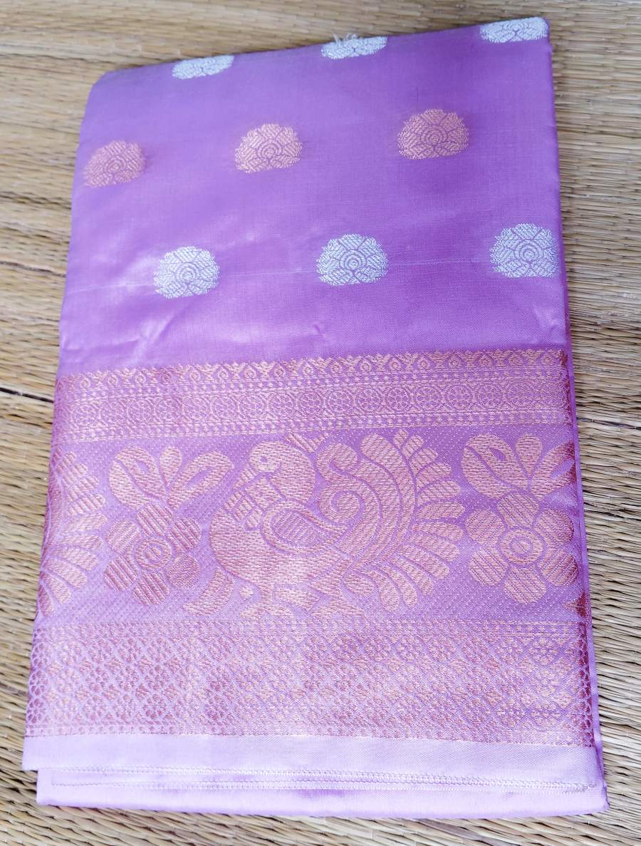 Lavender (Peach Purple) Cotton Silk Saree