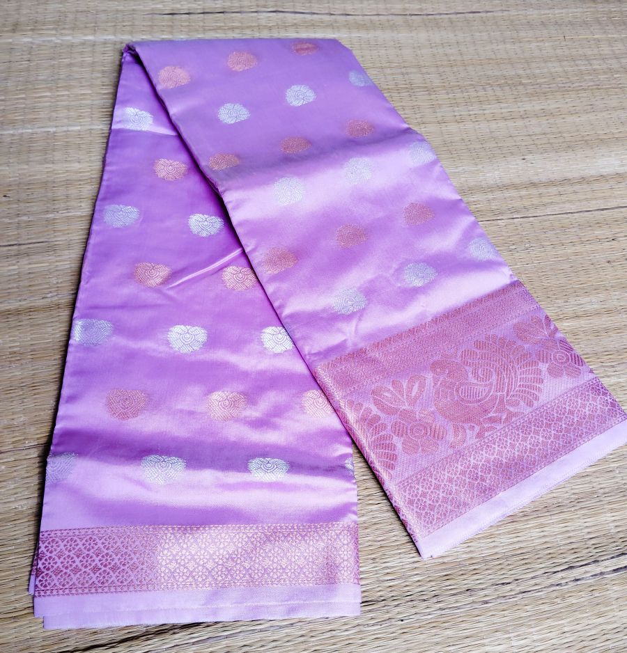 Lavender (Peach Purple) Cotton Silk Saree