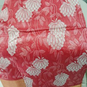 Brick Red Floral Print Semi Cotton Saree