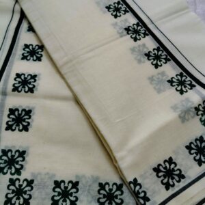 Traditional Kerala Set Mundu Black Floral