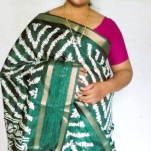 Bottle Green Batik Cotton Saree